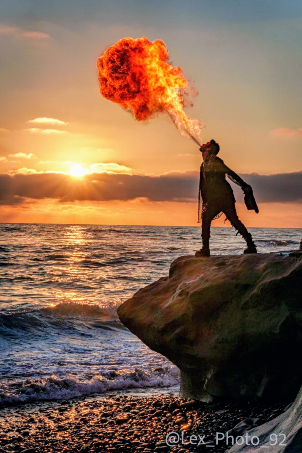 Fire breathing at ocean